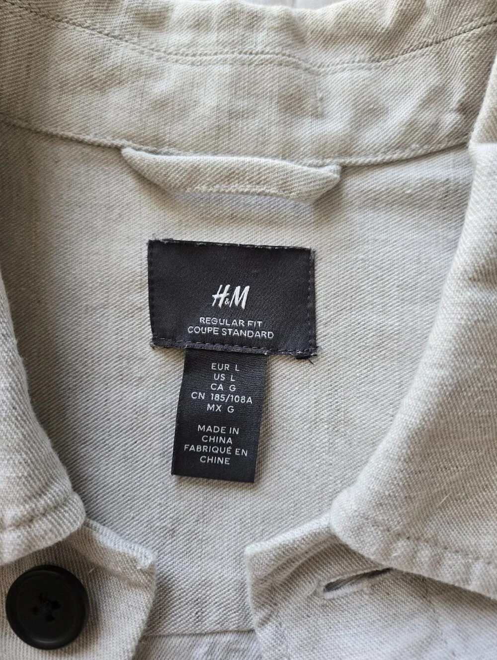 H&M Men's Off-White Lightweight Button-Up Jacket Size Large